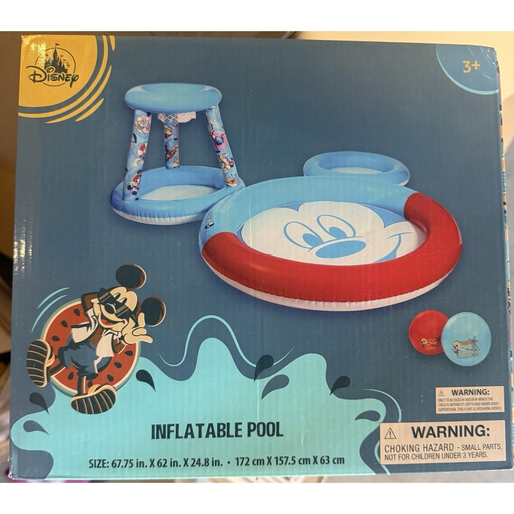NIB Mickey Mouse Summer Fun Inflatable Pool & Game Kids Play Set